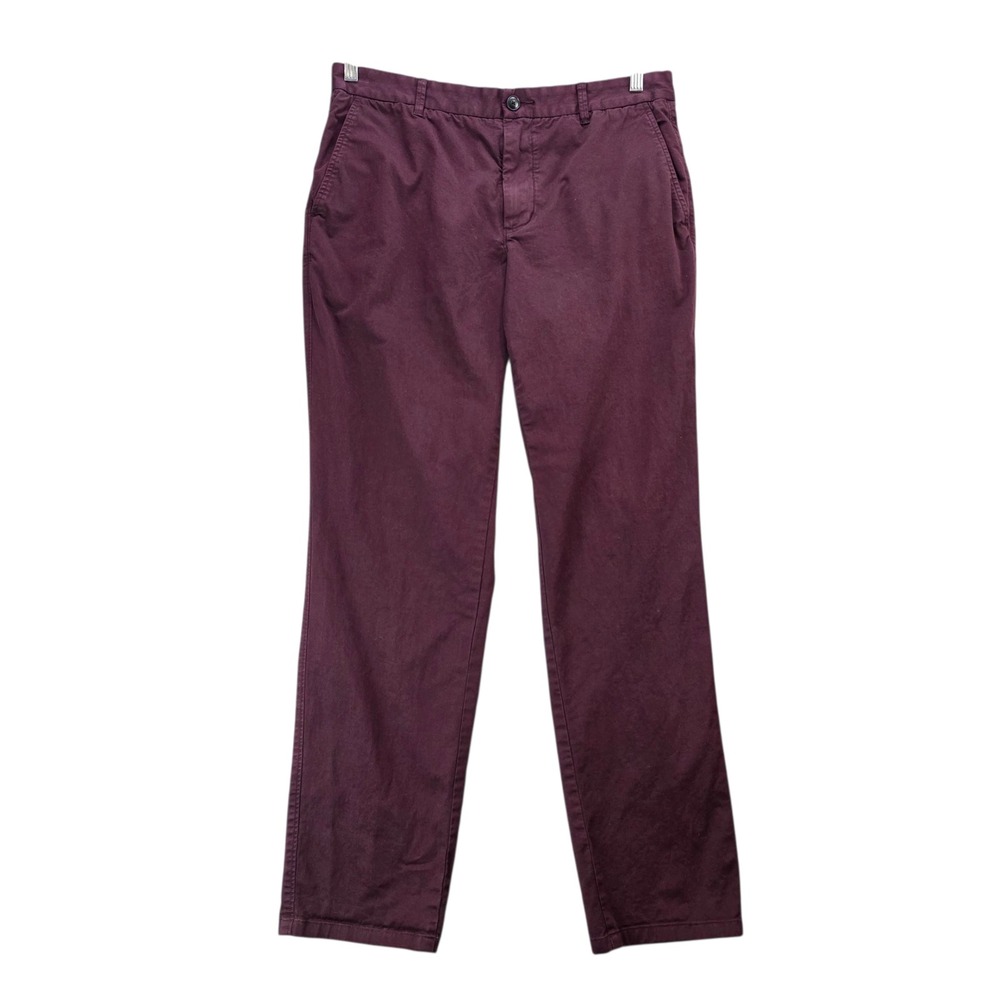 EVERLANE Men Athletic Chino Pants‎ Burgundy Cotton Stretch Preppy Size 34x31